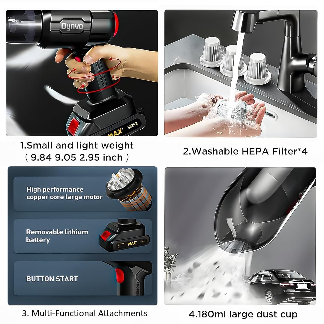 3 in 1 High Power Wireless Handheld Car Vacuum Cleaner, Portable Car/Room Vacuum Cleaner